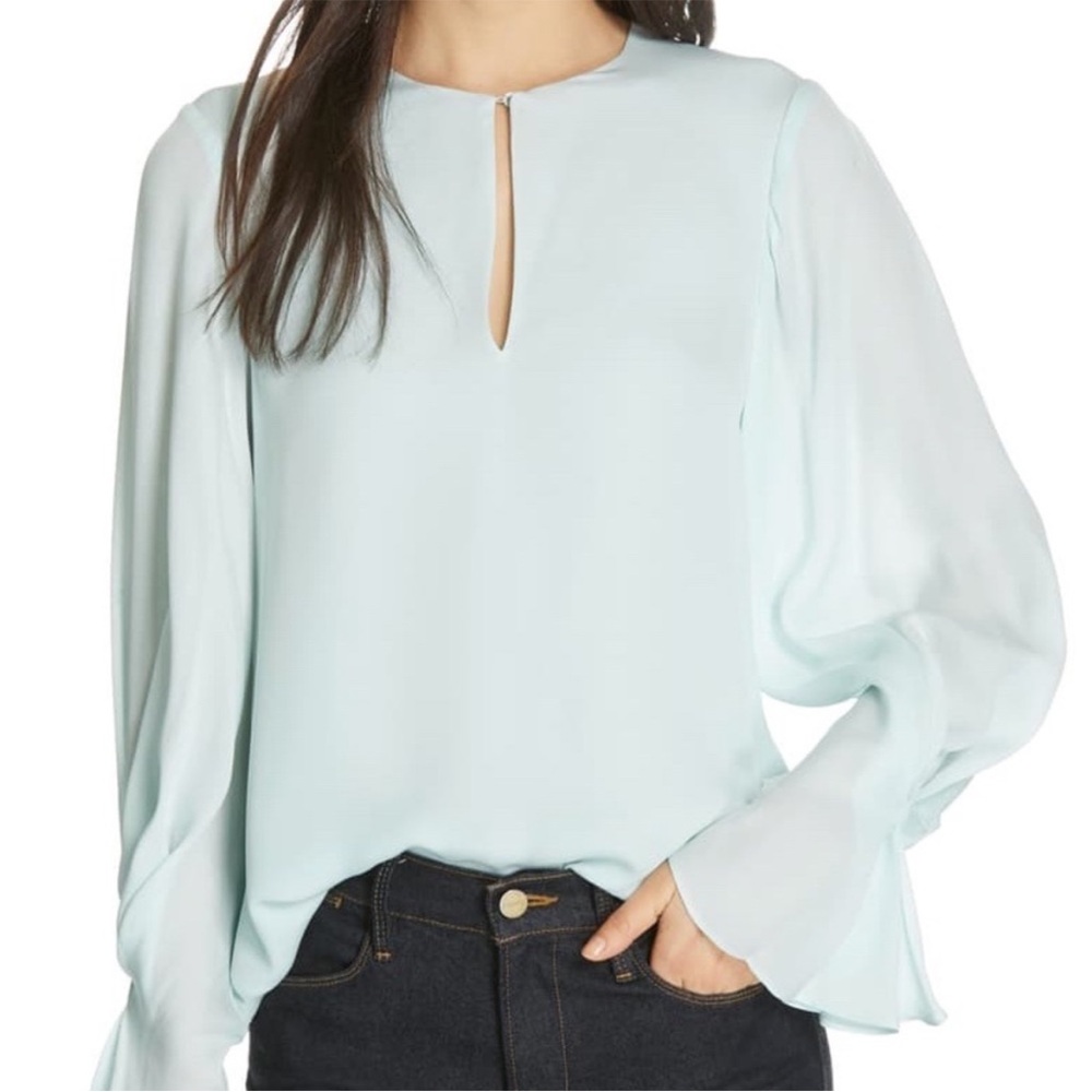 Joie Abekwa Silk Keyhole Long Sleeve Blouse